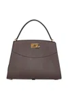 Ferragamo Gancio-clasp Hammered Calfskin Tote Bag In Brown