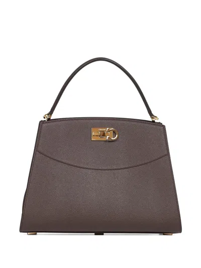 Ferragamo Gancio-clasp Hammered Calfskin Tote Bag In Brown