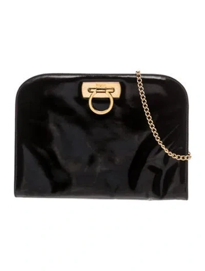 Pre-owned Ferragamo Gancio Clutch In Black