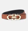Ferragamo Gancio Contour Leather Belt In Brown