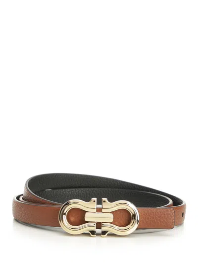 Ferragamo Gancio Contour Reversible Belt 1,5 Cm Cognac/black