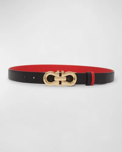 FERRAGAMO GANCIO CONTOUR REVERSIBLE LEATHER BELT