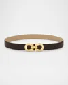 Ferragamo Gancio Contour Reversible Leather Belt In Testa Di M Stone