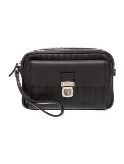 Pre-owned Ferragamo Gancio Crossbody Bag In Black