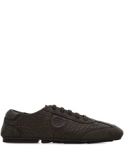 Ferragamo Gancio-detail Lace-up Loafers In Brown
