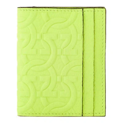 Ferragamo Gancio Embossed Leather Bifold Card Case In ["green"]