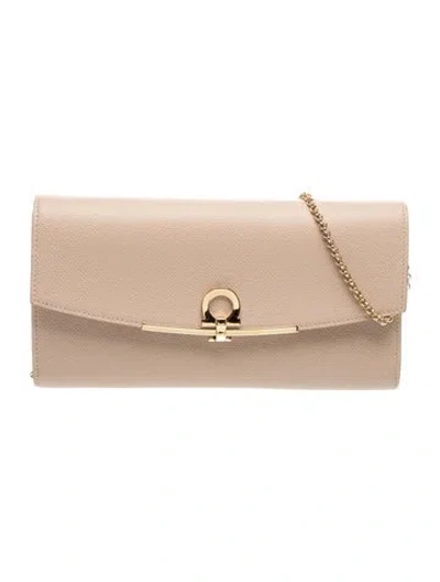 Pre-owned Ferragamo Gancio Evening Bag In Neutral