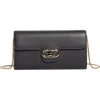 Ferragamo Gancio Grained Leather Wallet On A Chain In Black