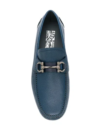 Ferragamo Gancio Horsebit Driving Shoes In Blue