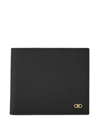 Ferragamo Gancio Leather Bifold Wallet In Black