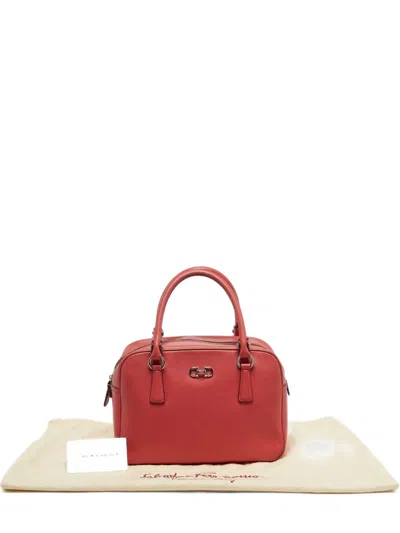 Pre-owned Ferragamo Gancio Leather Bowler Tote Bag In Orange