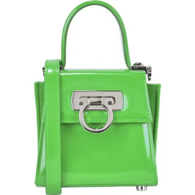 Ferragamo Gancio Leather Crossbody Bag In Green