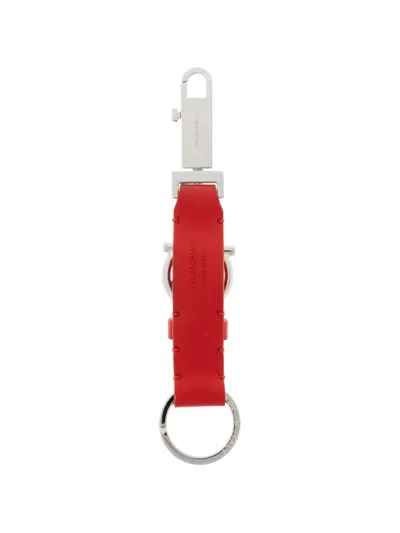 Ferragamo Gancio Leather Keyring In Red