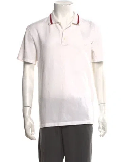 Pre-owned Ferragamo Gancio Logo Collar Polo Shirt In White