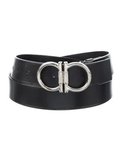 Pre-owned Ferragamo Gancio Logo Leather Belt In Black