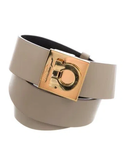 Pre-owned Ferragamo Gancio Logo Leather Belt In Neutral