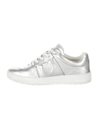 Pre-owned Ferragamo Gancio Logo Leather Sneakers