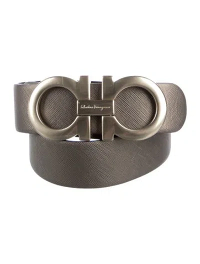 Pre-owned Ferragamo Gancio Logo Saffiano Leather Belt