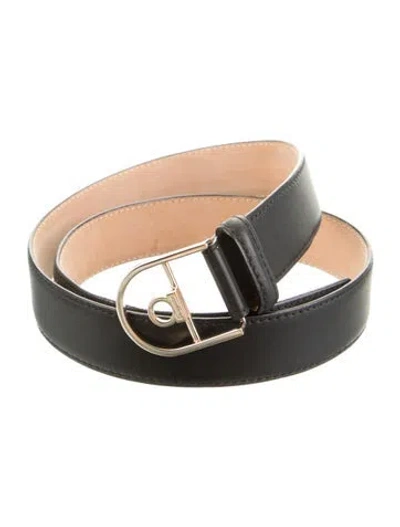 Pre-owned Ferragamo Gancio Logo Skinny Belt In Black