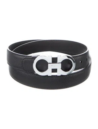 Pre-owned Ferragamo Gancio Logo Skinny Belt Kit In Black