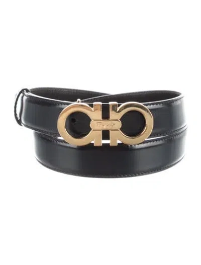Pre-owned Ferragamo Gancio Logo Skinny Belt Kit In Black