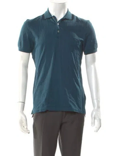 Pre-owned Ferragamo Gancio Logo V-neck Polo Shirt In Blue