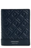 Ferragamo Gancio Monogram Embossed Leather Bifold Card Case