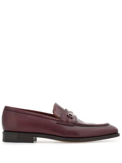 Ferragamo Gancio-plaque Leather Loafers In Brown
