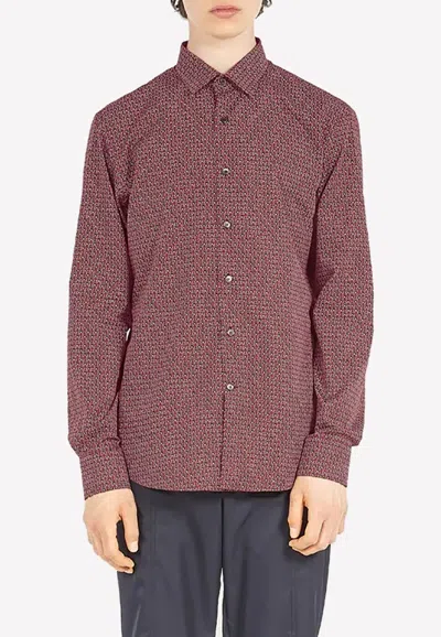 Ferragamo Gancio Print Long-sleeved Shirt In Multicolor