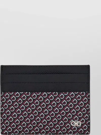 FERRAGAMO GANCIO PRINT TEXTURED LEATHER CARD CASE