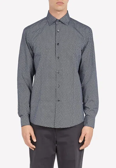 Ferragamo Gancio Printed Long-sleeved Shirt In Multicolor