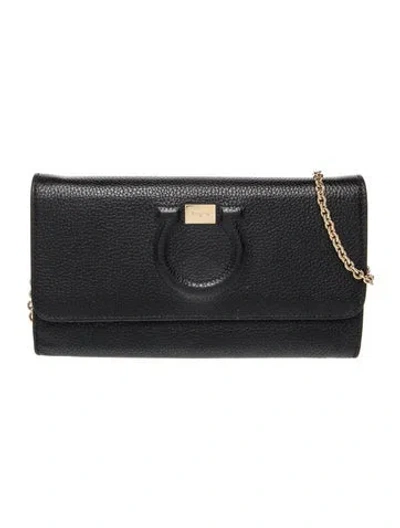 Pre-owned Ferragamo Gancio Shoulder Bag In Black