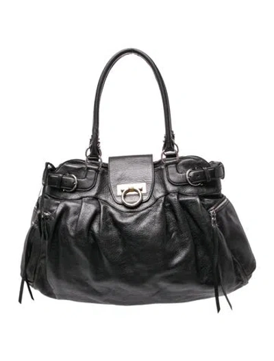 Pre-owned Ferragamo Gancio Shoulder Bag In Black