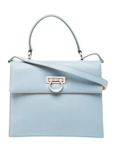 Pre-owned Ferragamo Gancio Shoulder Bag In Blue