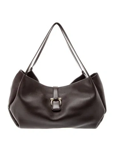 Pre-owned Ferragamo Gancio Shoulder Bag In Brown