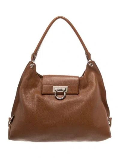 Pre-owned Ferragamo Gancio Shoulder Bag In Brown