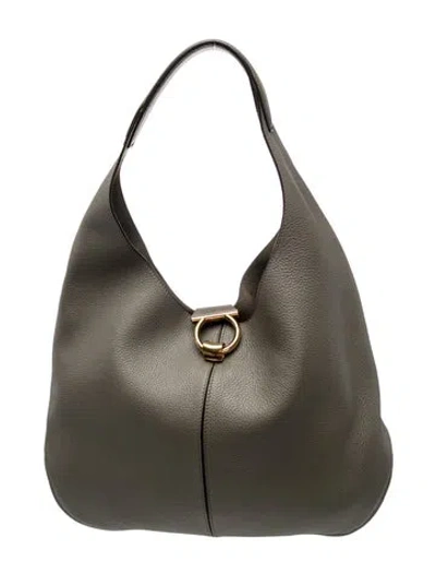 Pre-owned Ferragamo Gancio Shoulder Bag In Grey