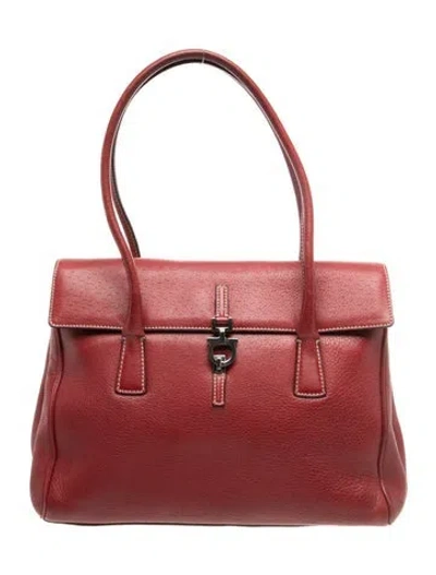 Pre-owned Ferragamo Gancio Shoulder Bag In Red