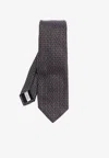 Ferragamo Gancio Squiggle Jacquard Tie In Black