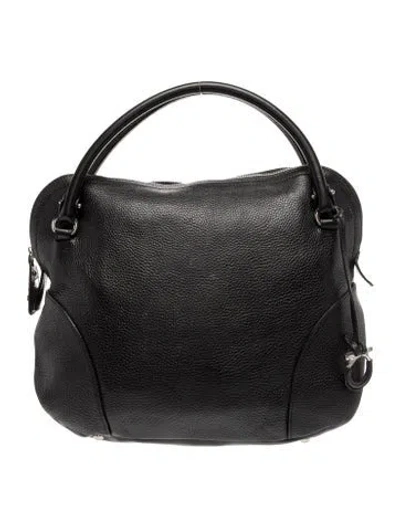 Pre-owned Ferragamo Gancio Top Handle Bag In Black