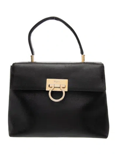 Pre-owned Ferragamo Gancio Top Handle Bag In Black