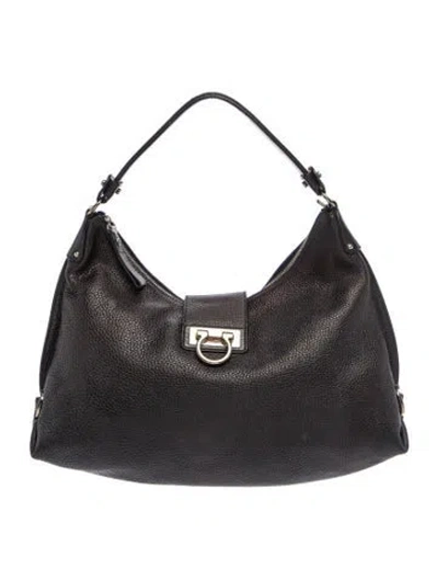 Pre-owned Ferragamo Gancio Top Handle Bag In Black