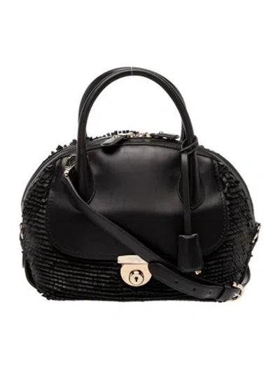 Pre-owned Ferragamo Gancio Top Handle Bag In Black