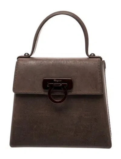 Pre-owned Ferragamo Gancio Top Handle Bag In Brown