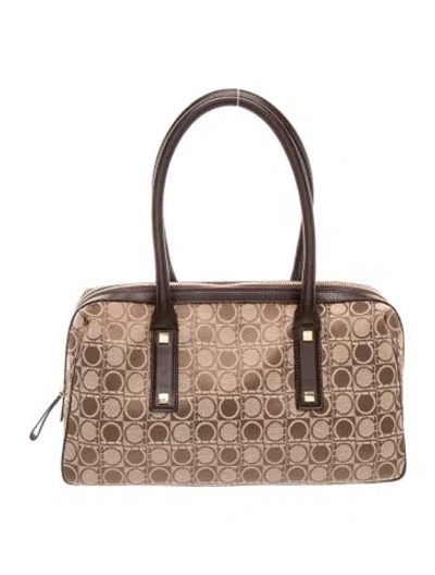 Pre-owned Ferragamo Gancio Top Handle Bag In Brown
