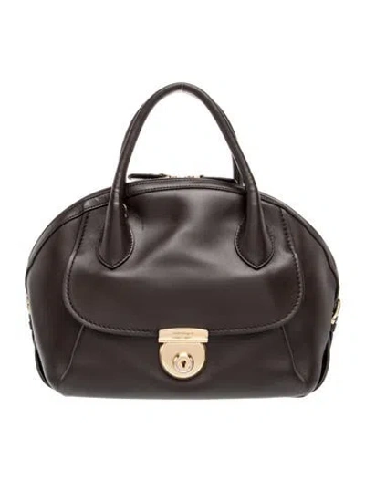 Pre-owned Ferragamo Gancio Top Handle Bag In Gray