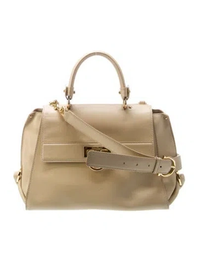 Pre-owned Ferragamo Gancio Top Handle Bag In Neutral