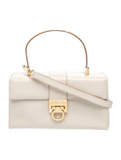 Pre-owned Ferragamo Gancio Top Handle Bag In Neutral