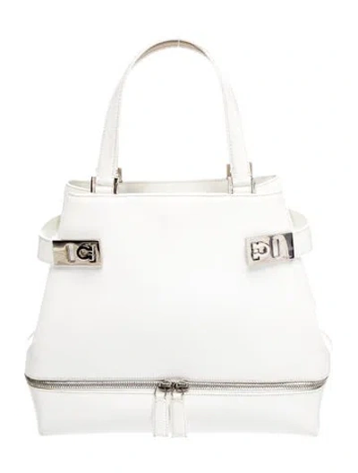 Pre-owned Ferragamo Gancio Top Handle Bag In Neutral