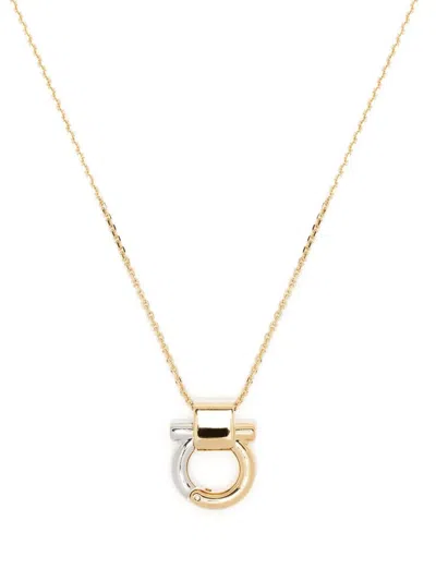 Ferragamo Gold And Silver-tone Gancio Pendant Necklace